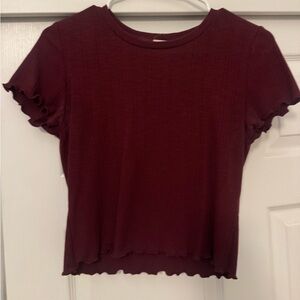 Garage Ribbed Short Sleeve Tee - Burgundy